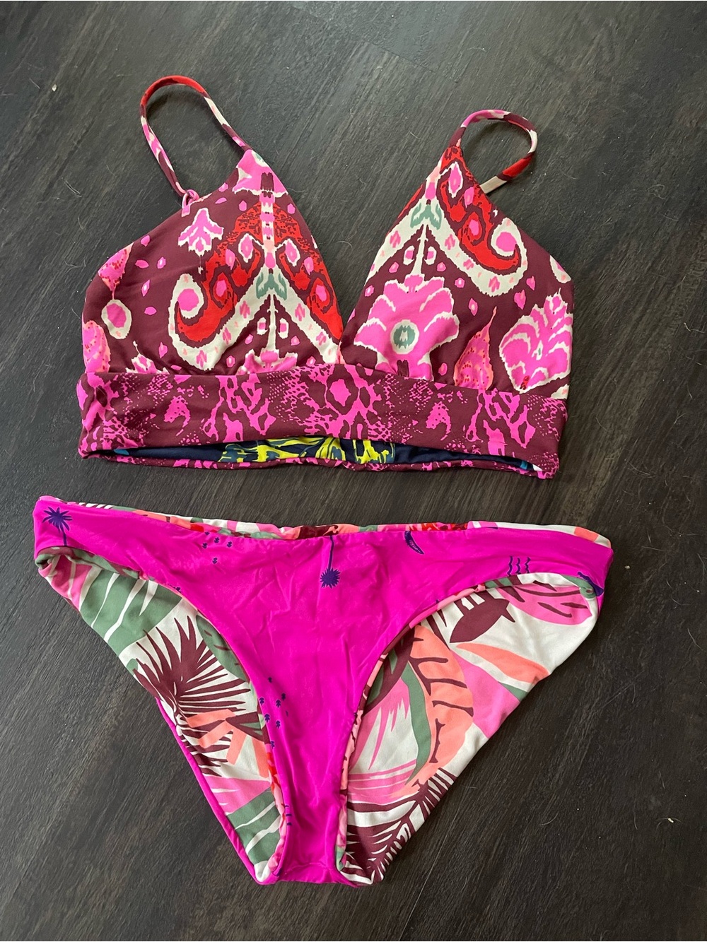 Maaji Pink Floral & Magenta Reversible Bikini Set - Picture 2 of 5